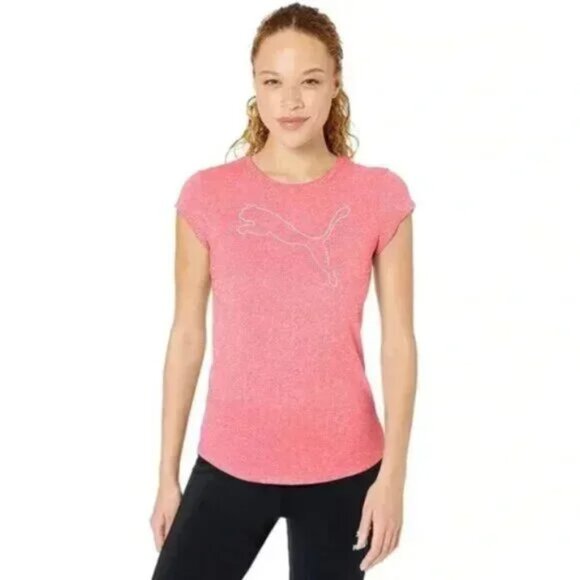 PUMA Coral Active Logo Heather Tee - Picture 1 of 5